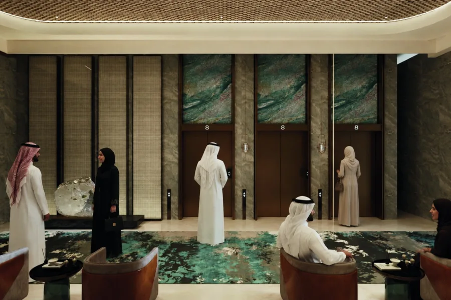 Architectural render: the lift lobby