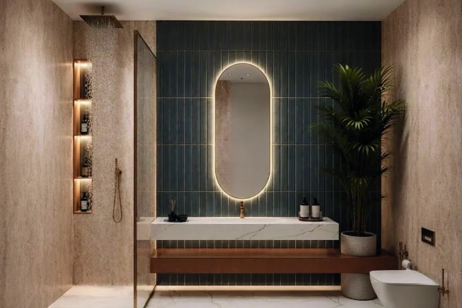 Architectural render: a guest bathroom